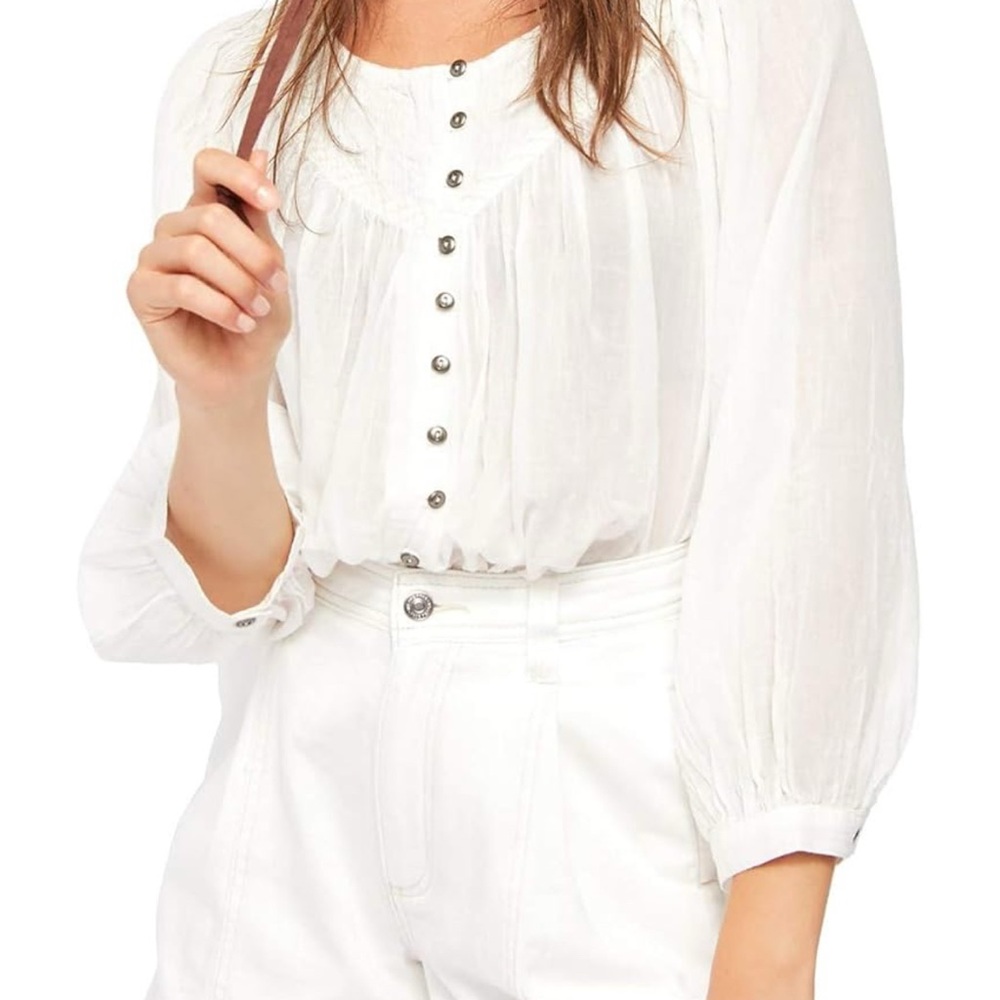 Free People White Button Down Shirt
